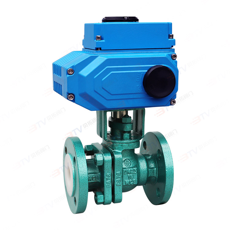 Electric fluorine-lined flange ball valve