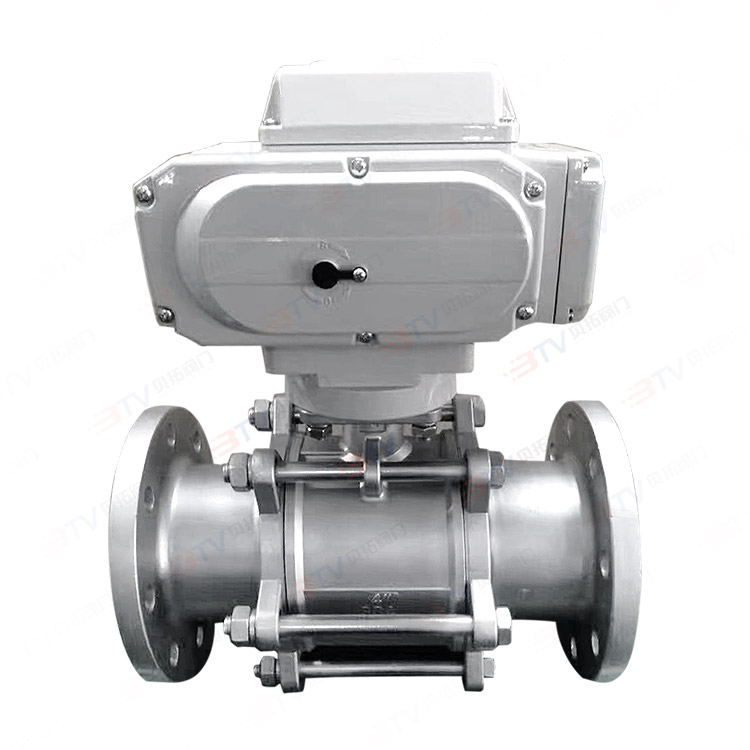Electric three-piece flange ball valve