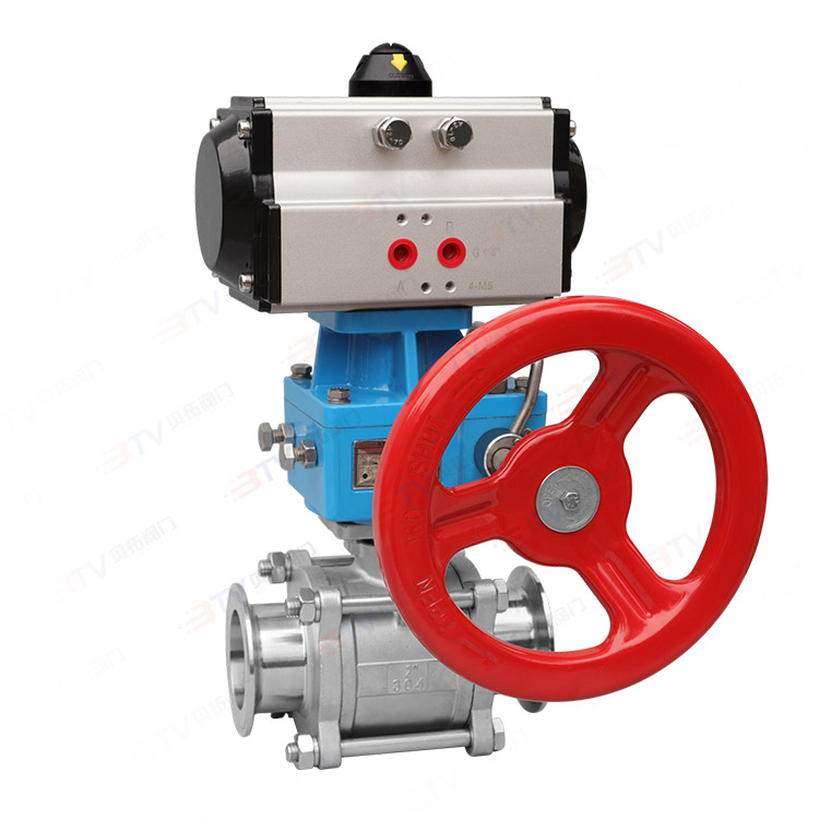 Pneumatic with manual quick-loading ball valve