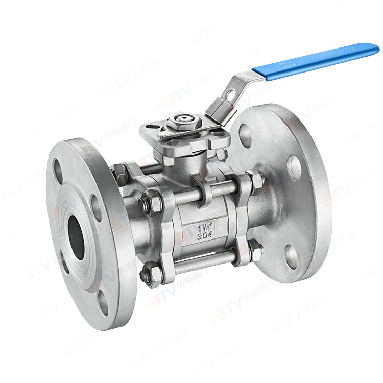 Three-piece high-platform flange ball valve