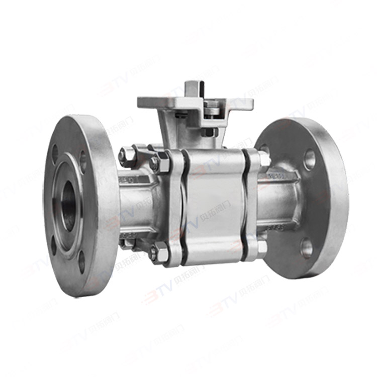 Three-piece high-platform flange ball valve